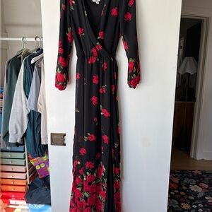 Floral Black and Red Maxi Dress